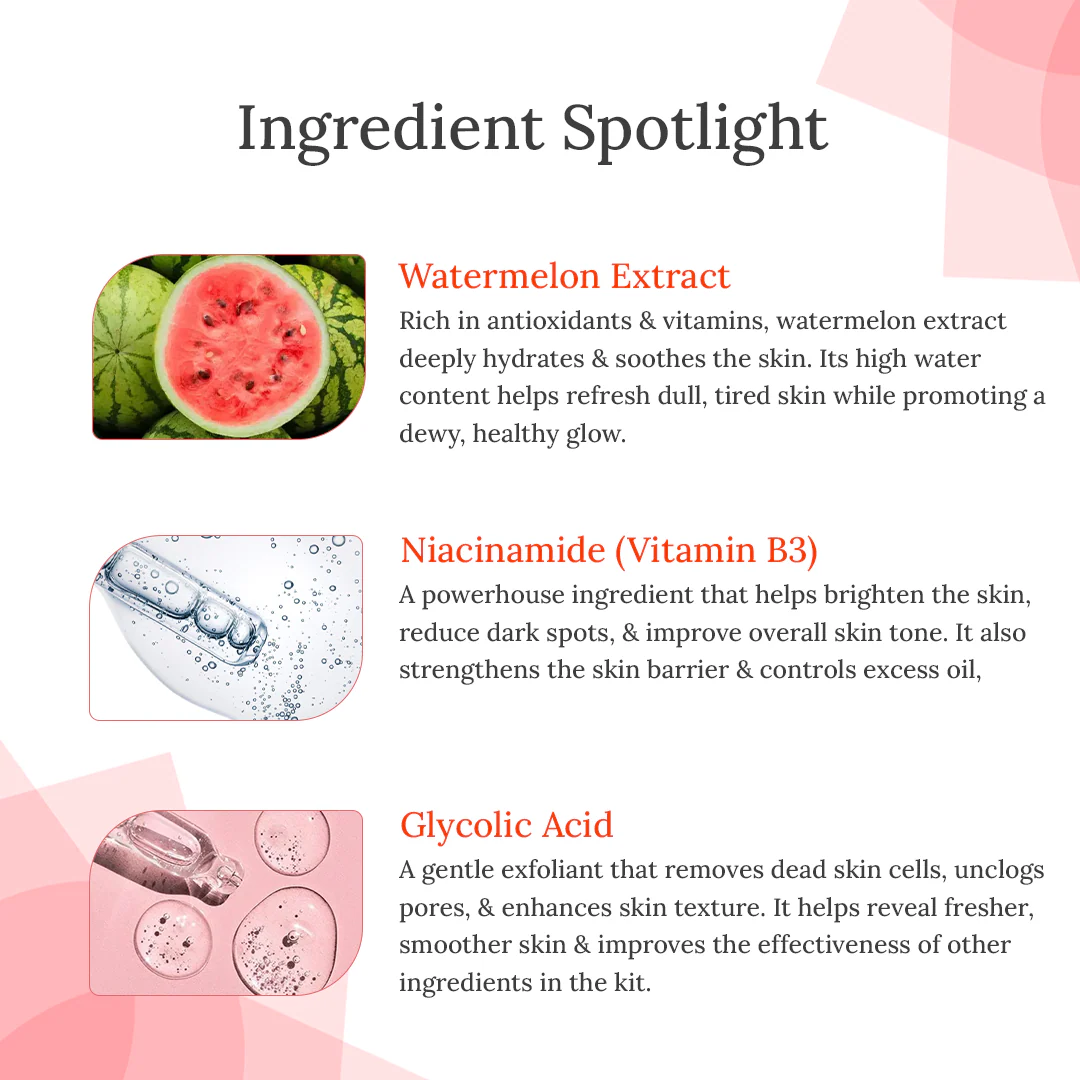 Watermelon Facial Kit 7 in 1 for Enhancing Skin Texture & Whitening Glow - Image 5