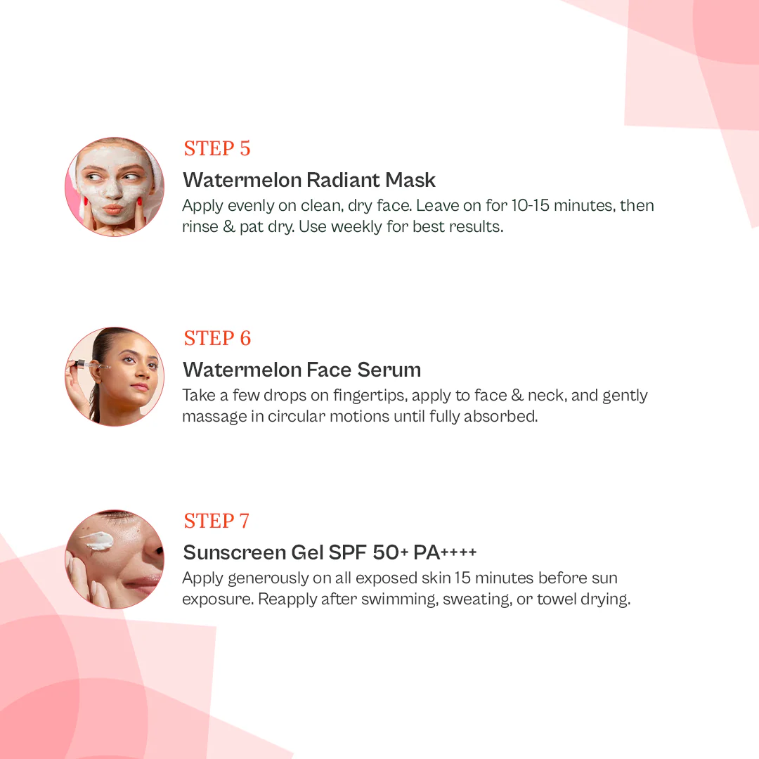 Watermelon Facial Kit 7 in 1 for Enhancing Skin Texture & Whitening Glow - Image 4